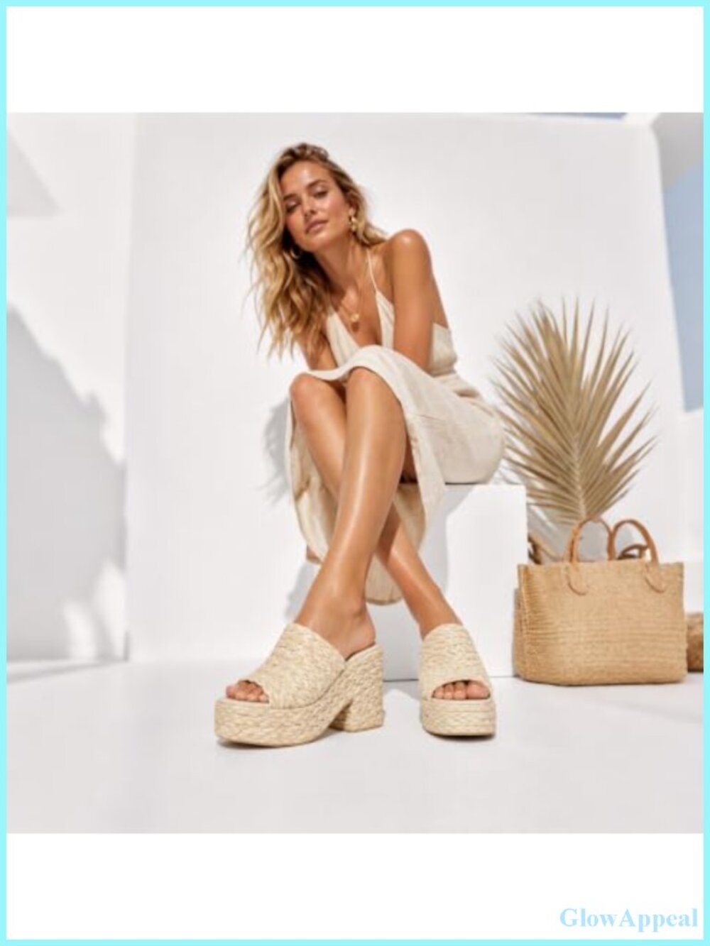 Platform Wedge Sandals Espadrilles Raffia Heels Slip On Open Toe - Picture 3 of 6